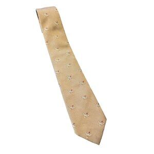 Vintage 60s Robert Talbott Hand Sewn Tan Tie with Duck Embroidery